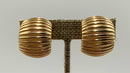 GIVENCHY Vintage Goldtone Ribbed Curve Clip On Earrings