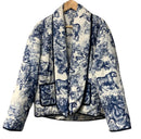 Blue & White Animal Print Toile Quilted L/S Jacket