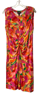 TRIBAL Pink/Green/Yellow Knotted Front S/L Dress