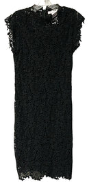 VELVET Black w/Black Floral Crochet Overlay Cap Sleeve Dress