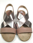 ANYI LU Italy Taupe Leather Silver Elastic Bella Heeled Sandals 8.5