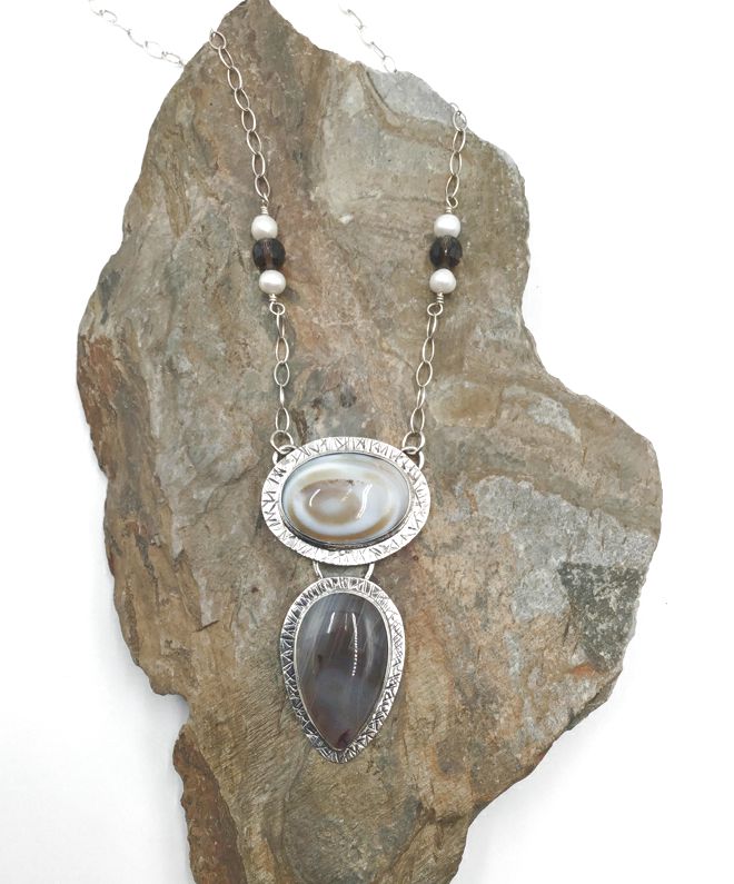 Kim Anchors Jewelry Sterling, Botswana Agate Necklace