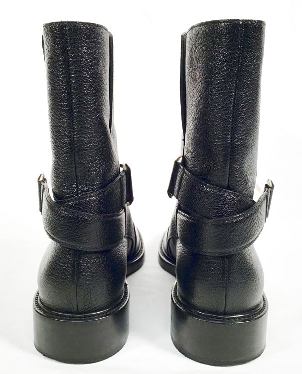 Balenciaga Black Grained Leather Goldtone Hardware Boots 38