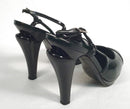 CHANEL Black Green Patent Leather Cap Toe Slingbacks 37.5