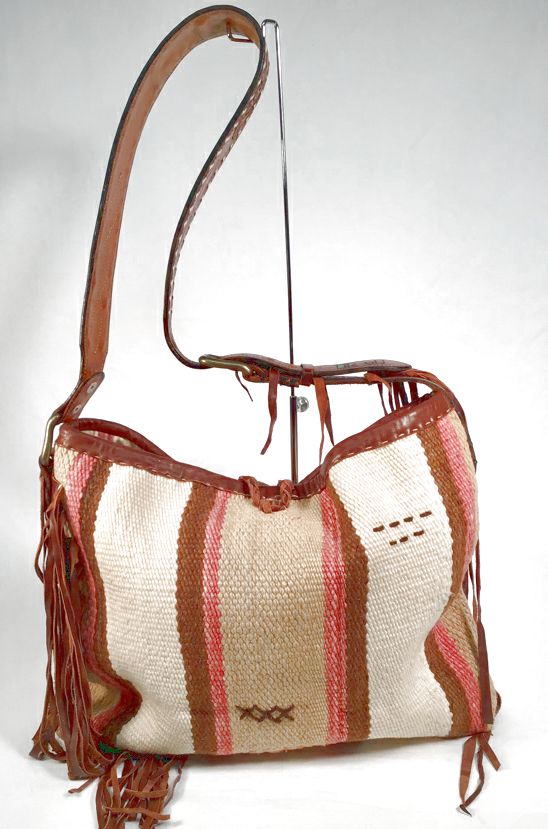 SCOUT Artisan Navajo Rug, Turq Concha, Shell Fringe Belt Strap Bag