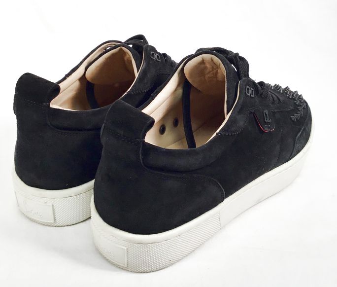CHRISTIAN LOUBOUTIN Black Suede Spike Sneakers 45