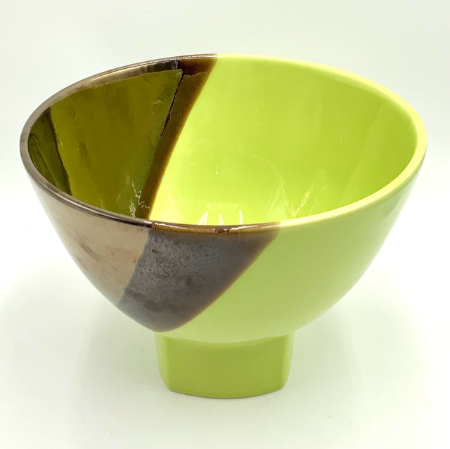 Mid Century Destinos Footed Bowl with Metallic Glaze