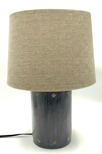 Wood Look Table Lamp with Linen Drum Shade