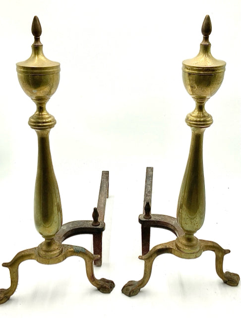 Pair of Vintage Brass Andirons