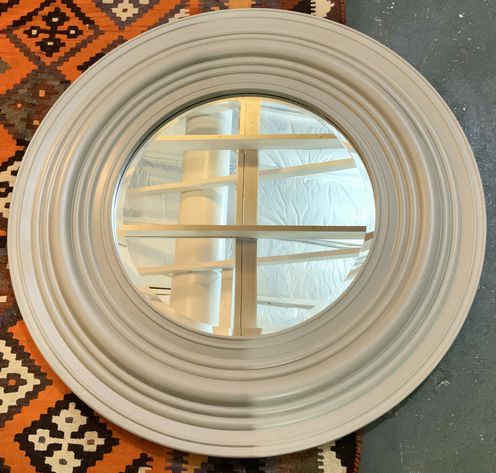 Round Painted Wood Mirror